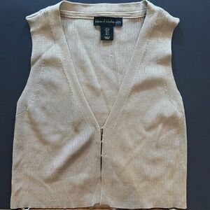 House of Harlow 1960 Beige Knit Sleeveless Zip Front Vest Top Size Small